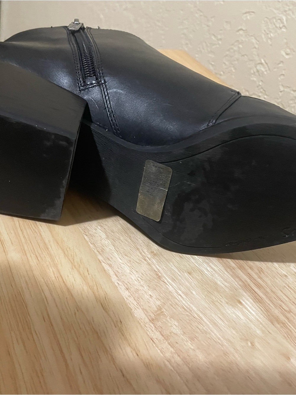 Circus by Sam Edelman Black Leather Ankle Boots with Leopard Print Toe - Picture 7 of 8